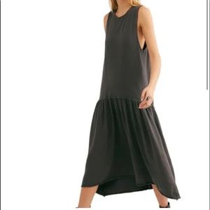 Free People Pale Yellow Drop-waist Midi Dress NWT